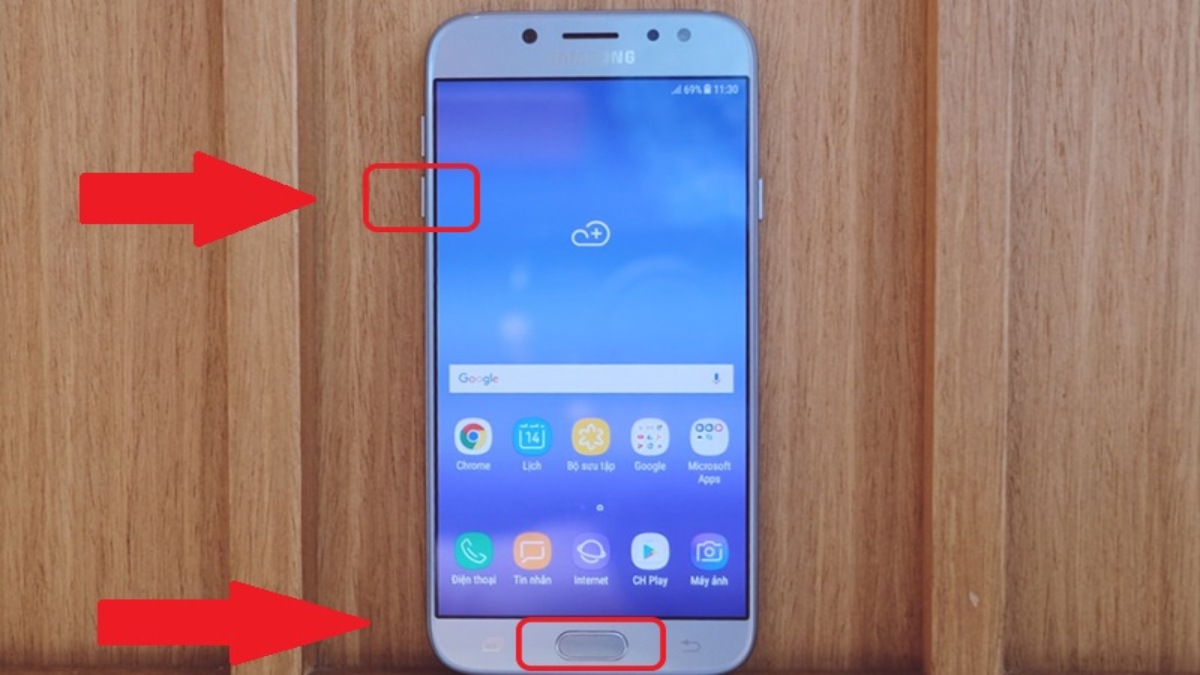 Mở nguồn Samsung bằng nút âm lượng và nút Home cứng