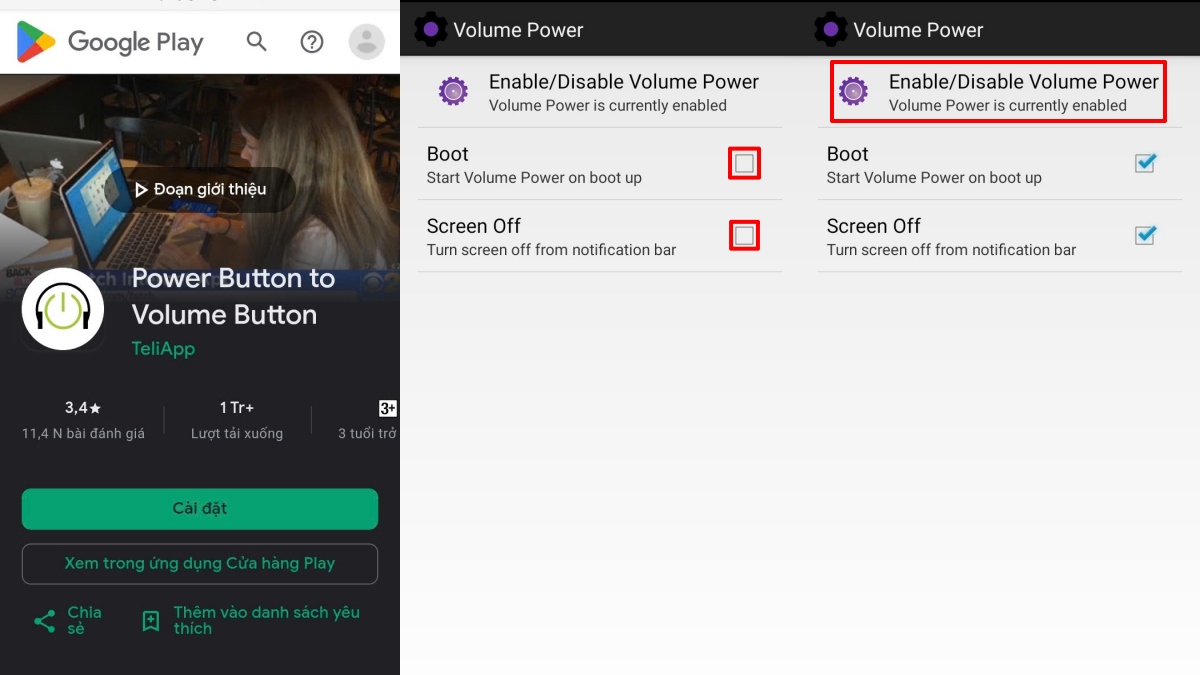 Chuyển đổi nút nguồn sang nút âm lượng bằng Power Button to Volume Button