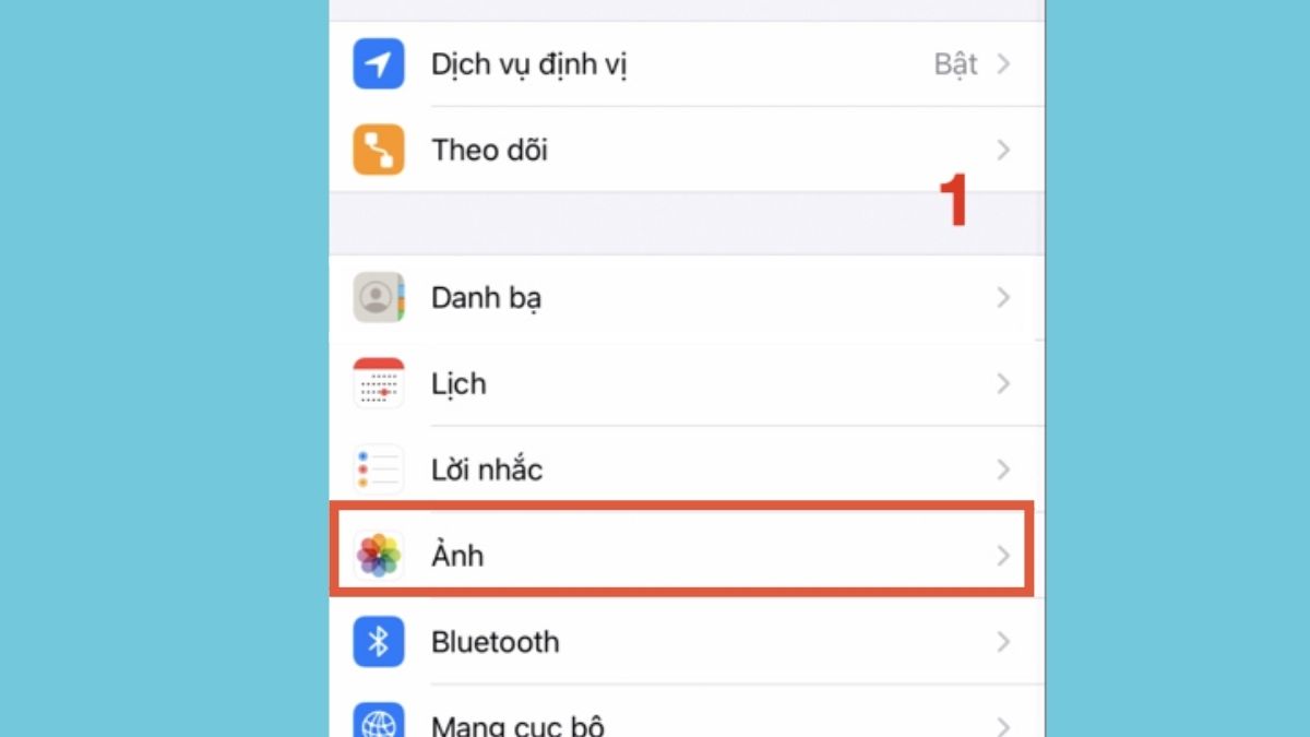 Cách tắt quyền truy cập ảnh trên iPhone - Bước 2