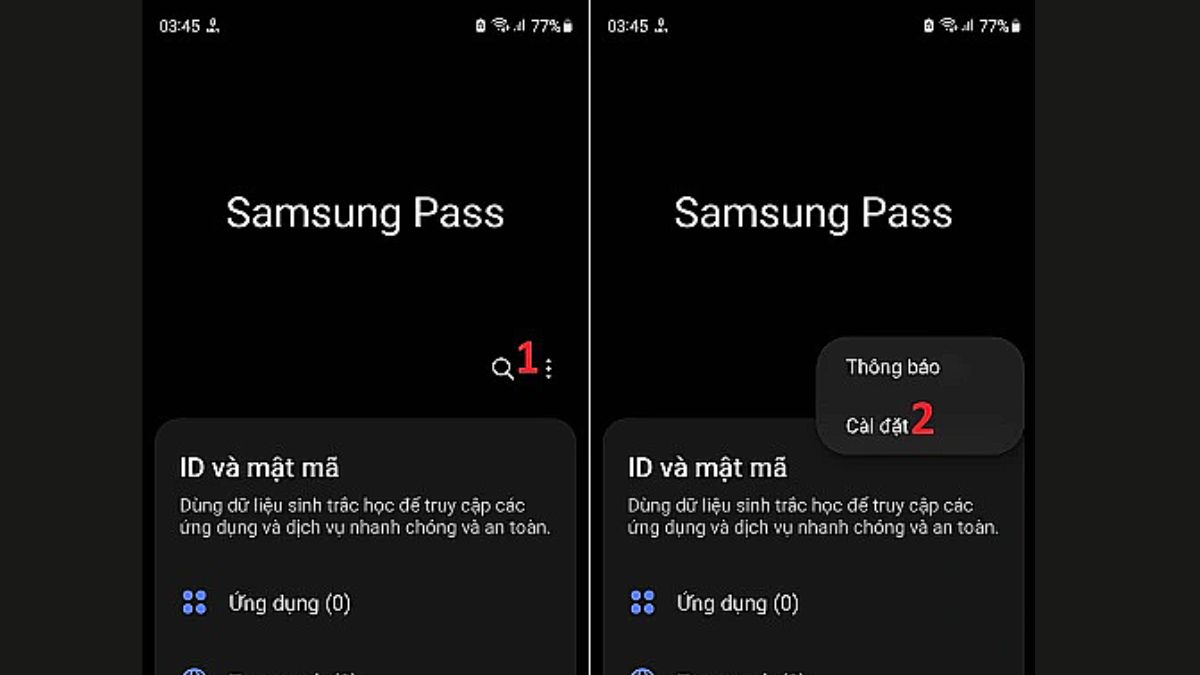 Cách nhập dữ liệu vào Samsung Pass - Bước 1