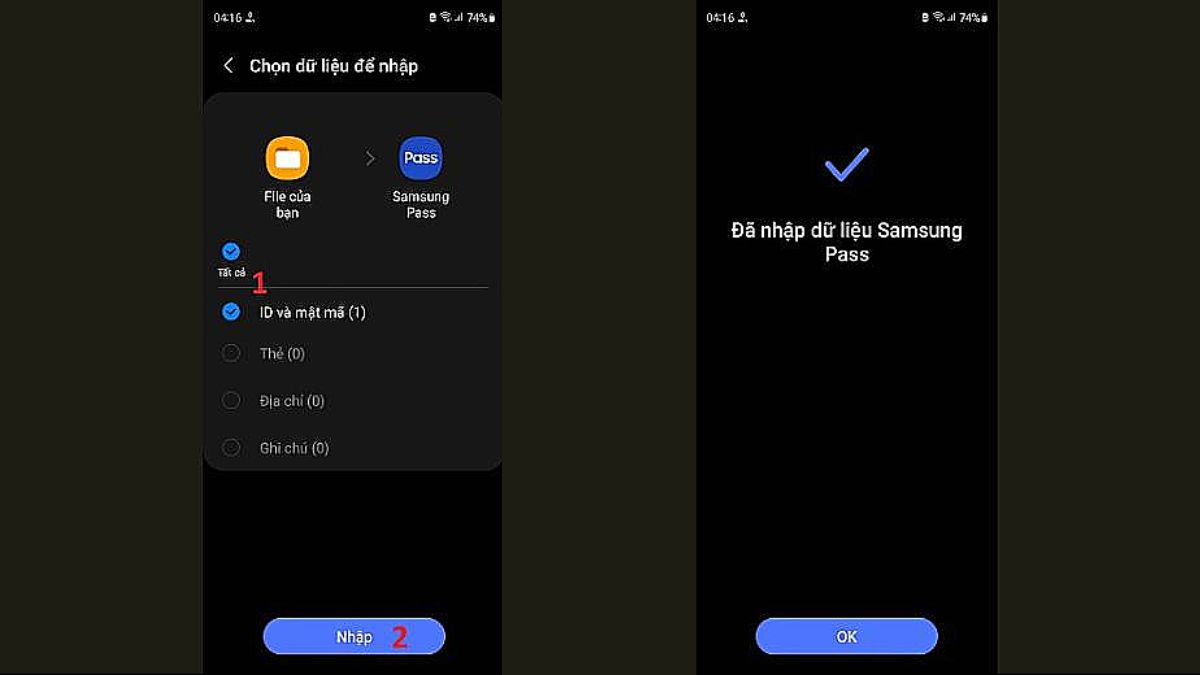 Cách nhập dữ liệu vào Samsung Pass - Bước 4