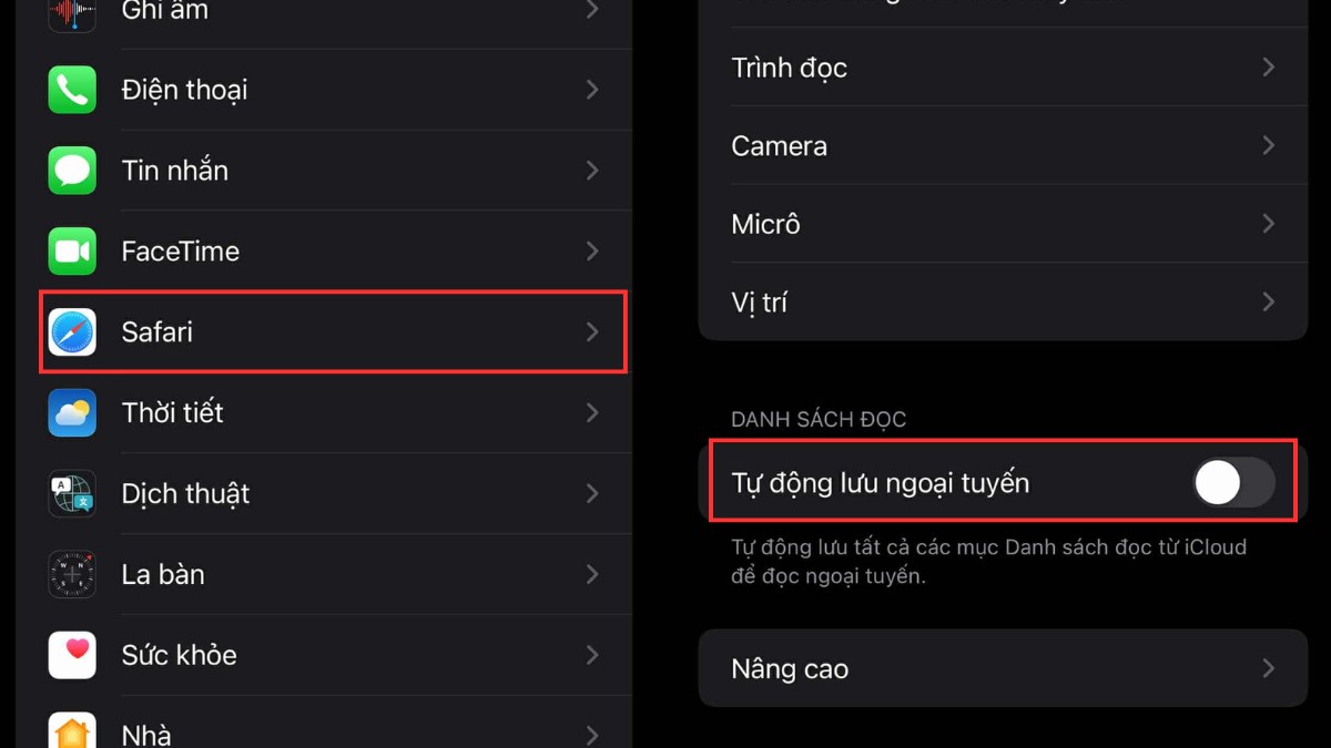 Tắt tính năng tự động lưu ngoại tuyến