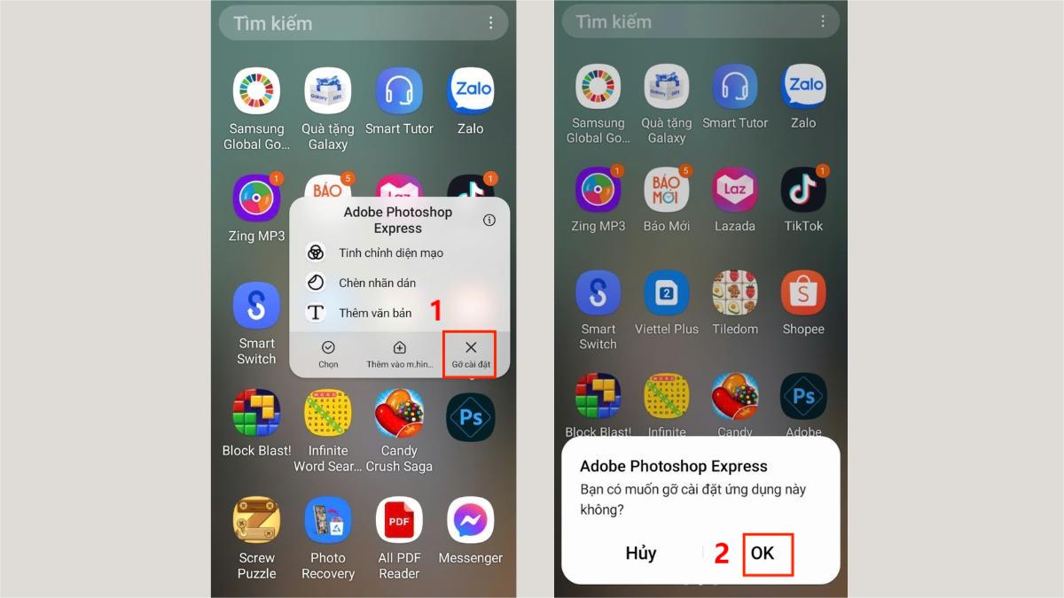 Cách xoa icon trên điện thoại Android