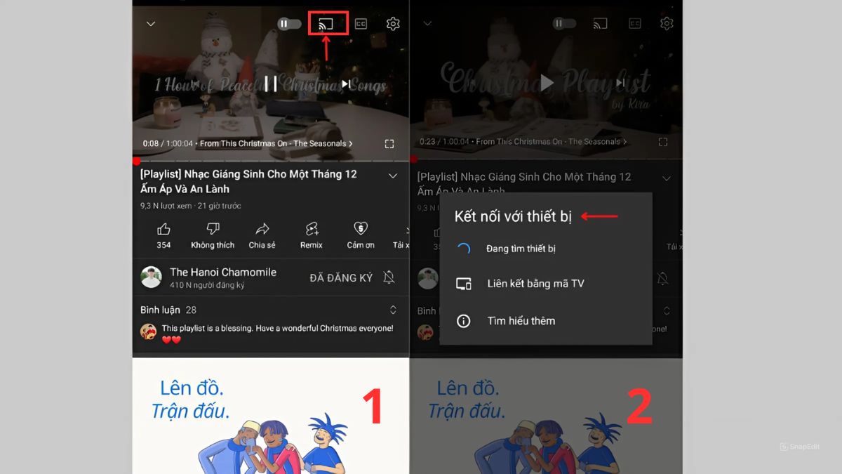 Trình chiếu video YouTube từ điện thoại lên tivi