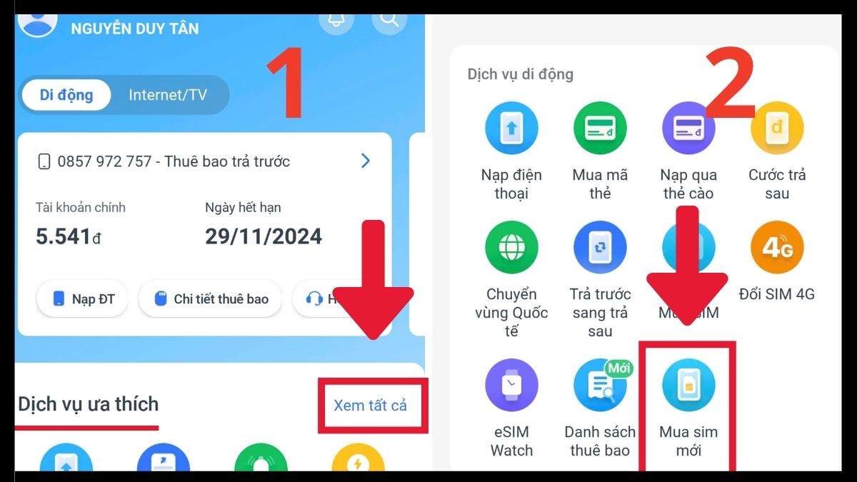 Đổi eSIM mạng VinaPhone trên iPhone - Bước 1
