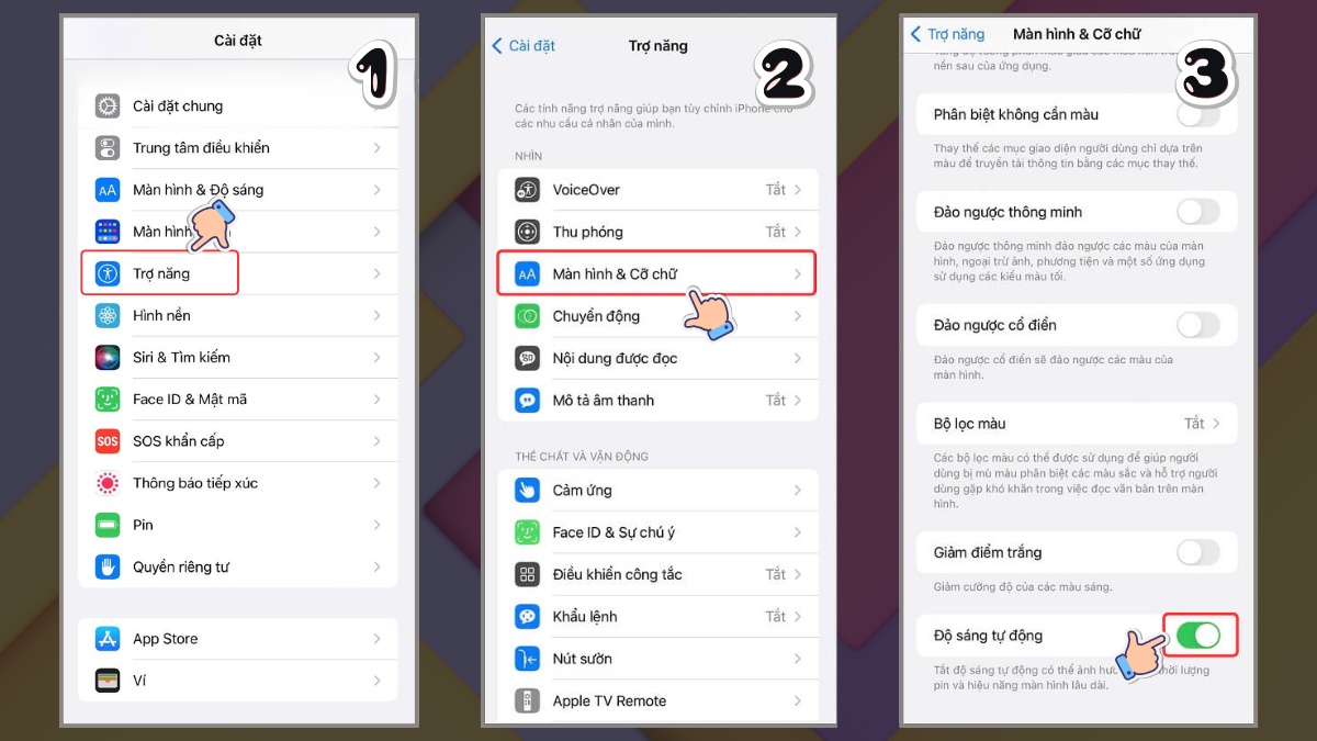 Tắt chế độ tự động điều chỉnh độ sáng trên iPhone