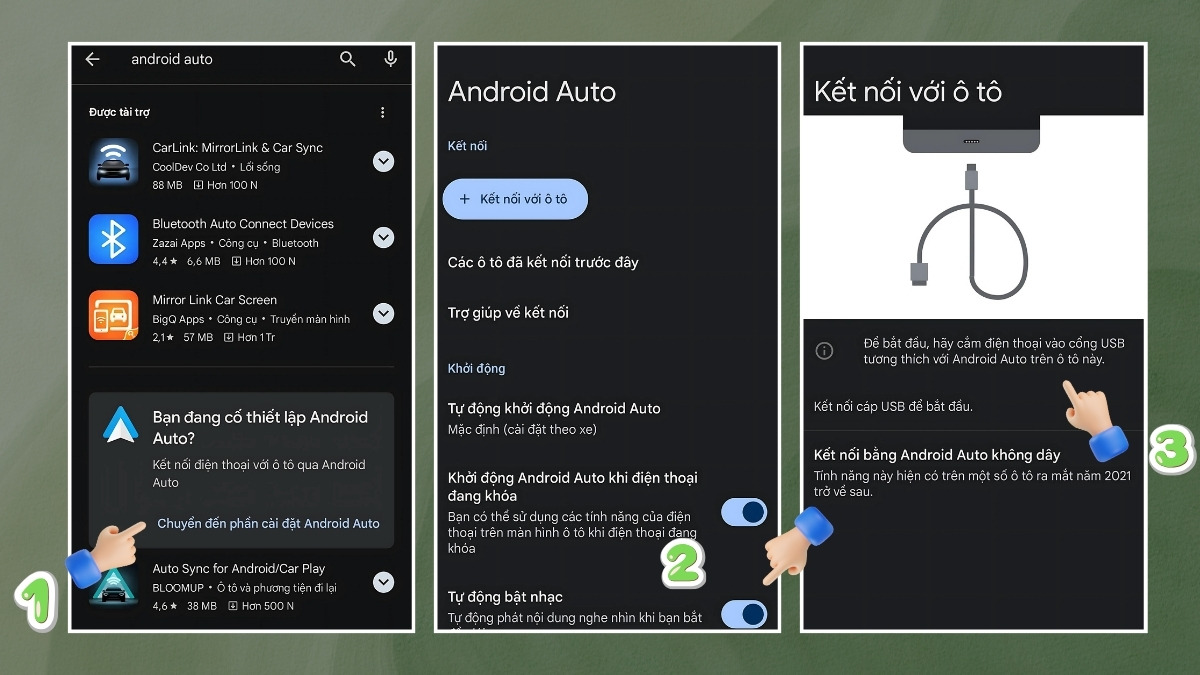 Cách kết nối Android Auto bằng cáp USB