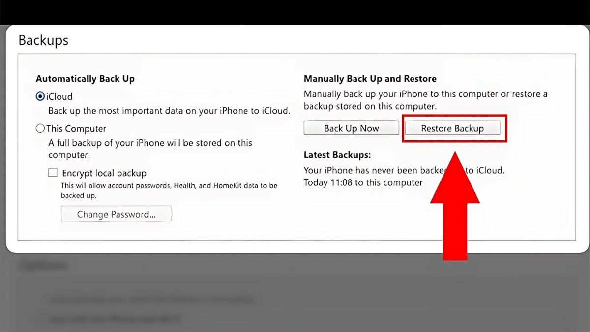 Cách khôi phục ghi chú đã xóa vĩnh viễn trên iPhone bằng iTunes - Bước 3