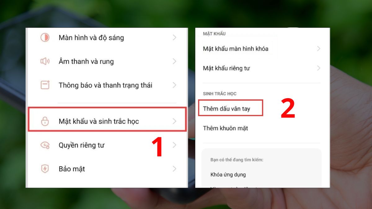 Mở khoán màn hình chính OPPO bằng vân tay - Bước 1