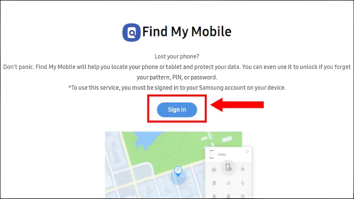 Mở khóa Samsung khi quên mật khẩu bằng Find my Mobile - Bước 1