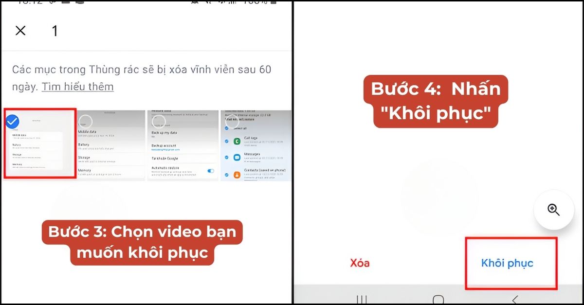 Phục hồi video đã xóa vĩnh viễn bằng Google Photos - Bước 4