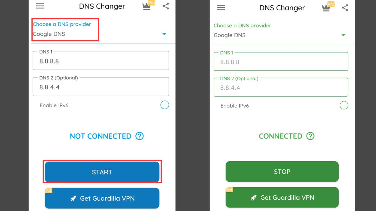 Thay đổi DNS Android bằng ứng dụng - Bước 2