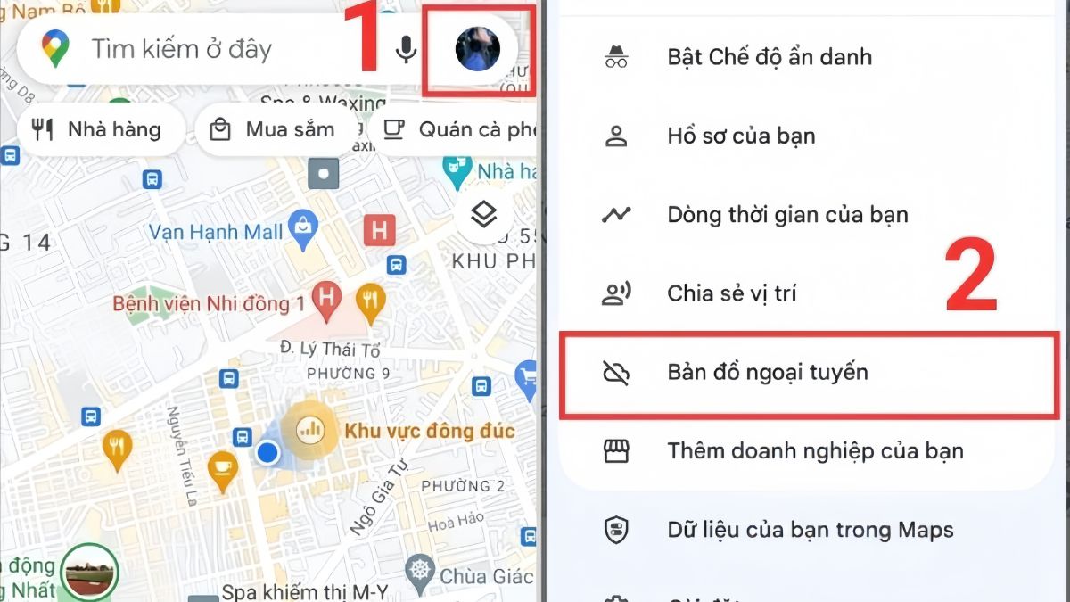 Xoá dữ liệu bản đồ ngoại tuyến - Bước 2
