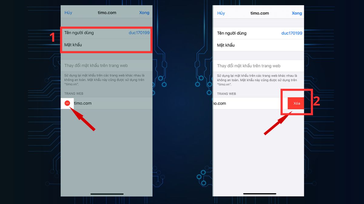 Cách chỉnh sửa hoặc xóa mật khẩu đã lưu trên iPhone - Bước 3