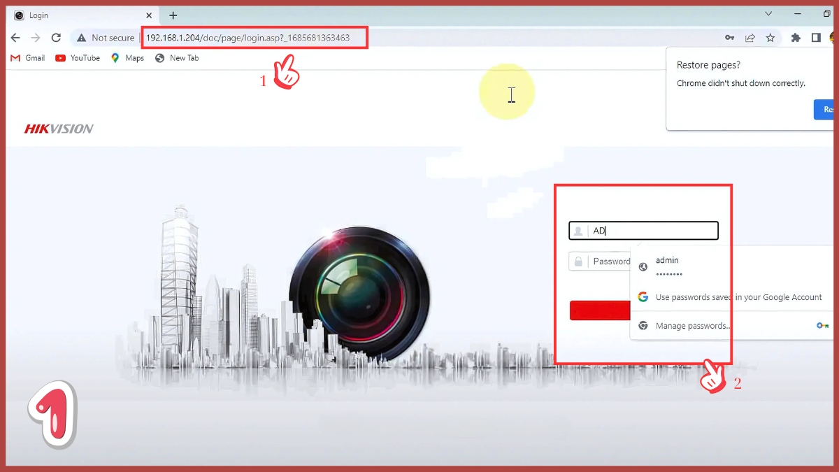 Cách add camera Ezviz vào đầu ghi Hikvision bằng trình duyệt web - đăng nhập vào đầu ghi