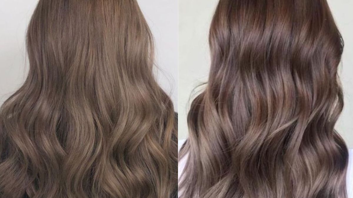 Nhuộm tóc nâu caramel uốn xoăn sóng dịu dàng ngọt ngào