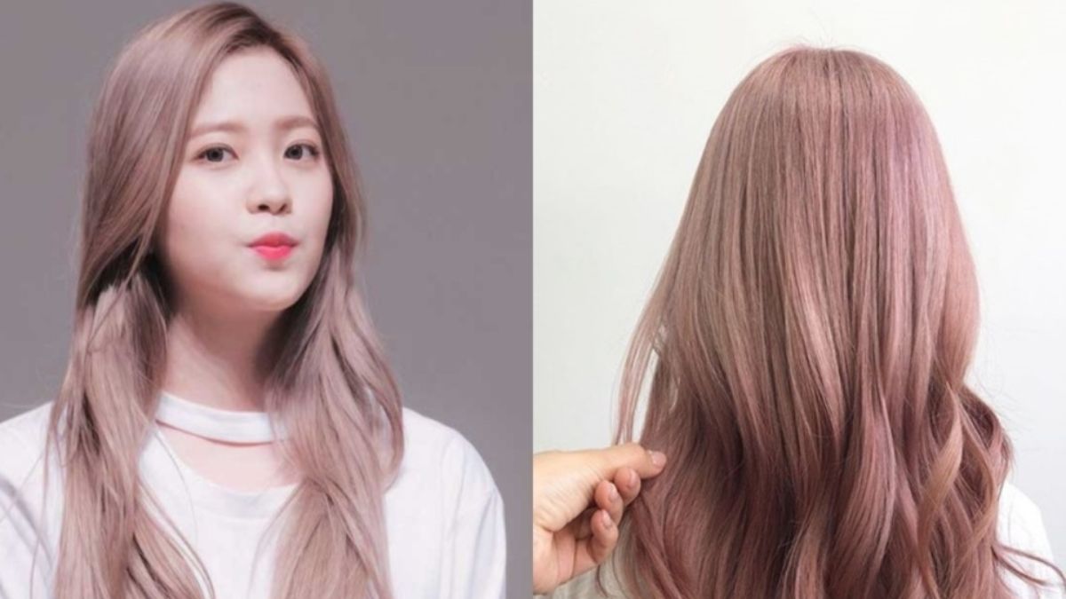 Tóc nhuộm nâu caramel ánh hồng độc đáo, cá tính