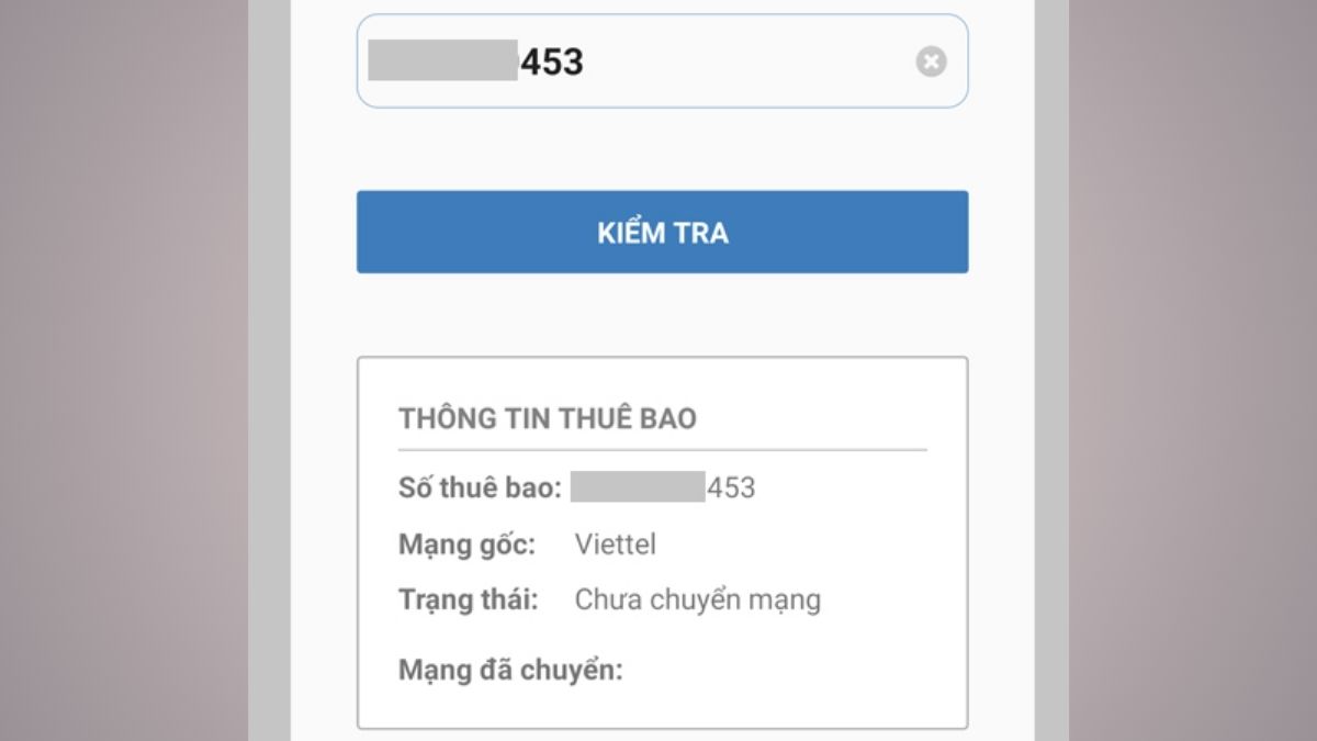 Tra cứu nhà mạng của số bất kỳ - Bước 3