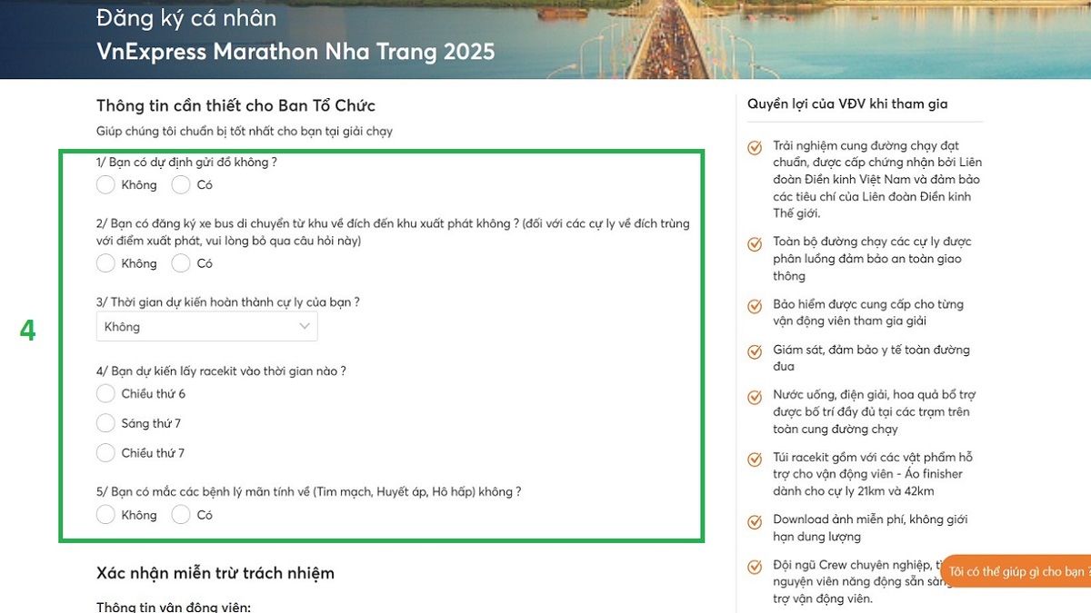 Đăng ký giải chạy VnExpress Marathon Nha Trang 2025 - Bước 3