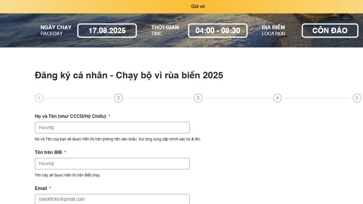 Hướng dẫn chi tiết cách thức đăng ký chạy bộ Côn Đảo 2025 - Bước 2