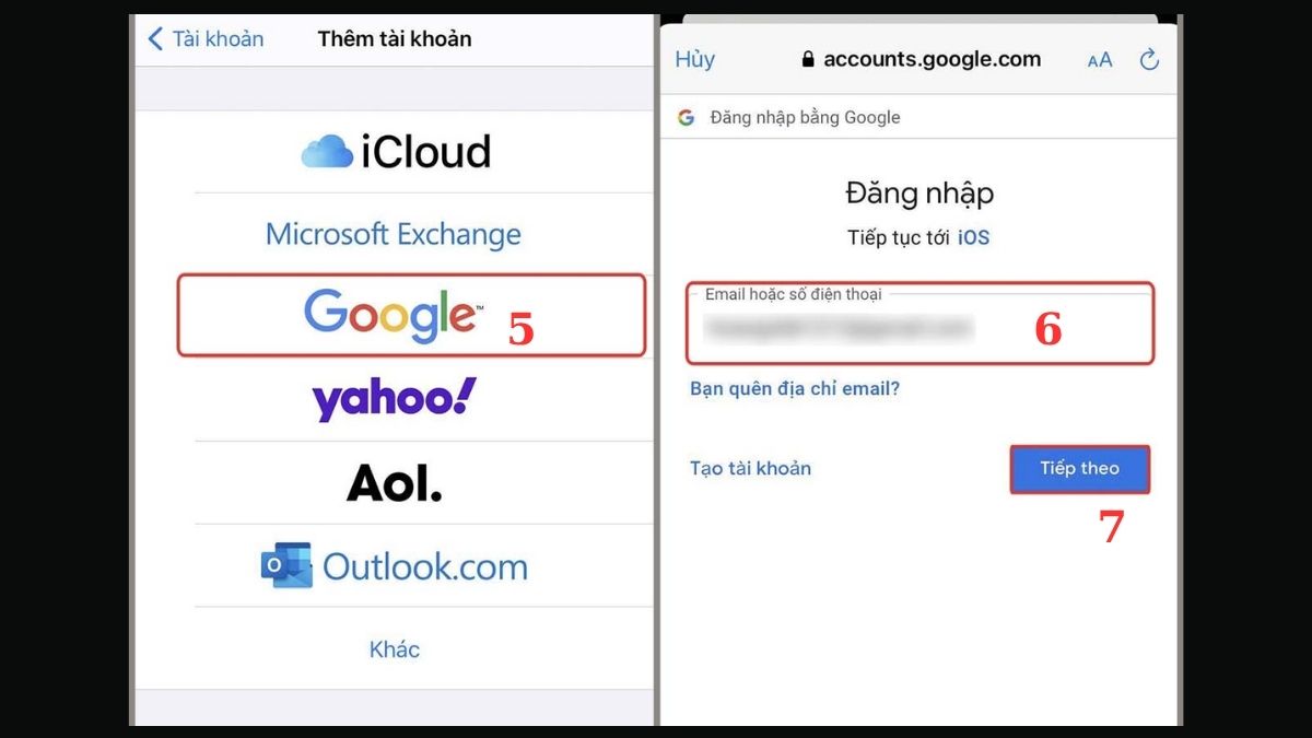 Nhập tên Gmail hoặc số điện thoại