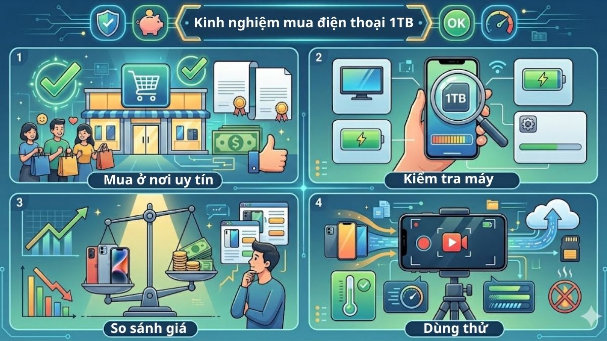 Kinh nghiệm mua điện thoại 1TB giá rẻ uy tín