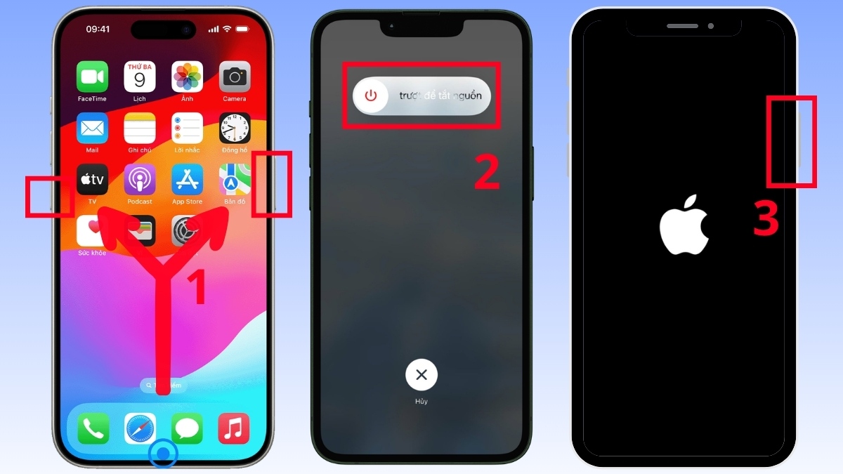 Thao tác khởi động lại trên iPhone
