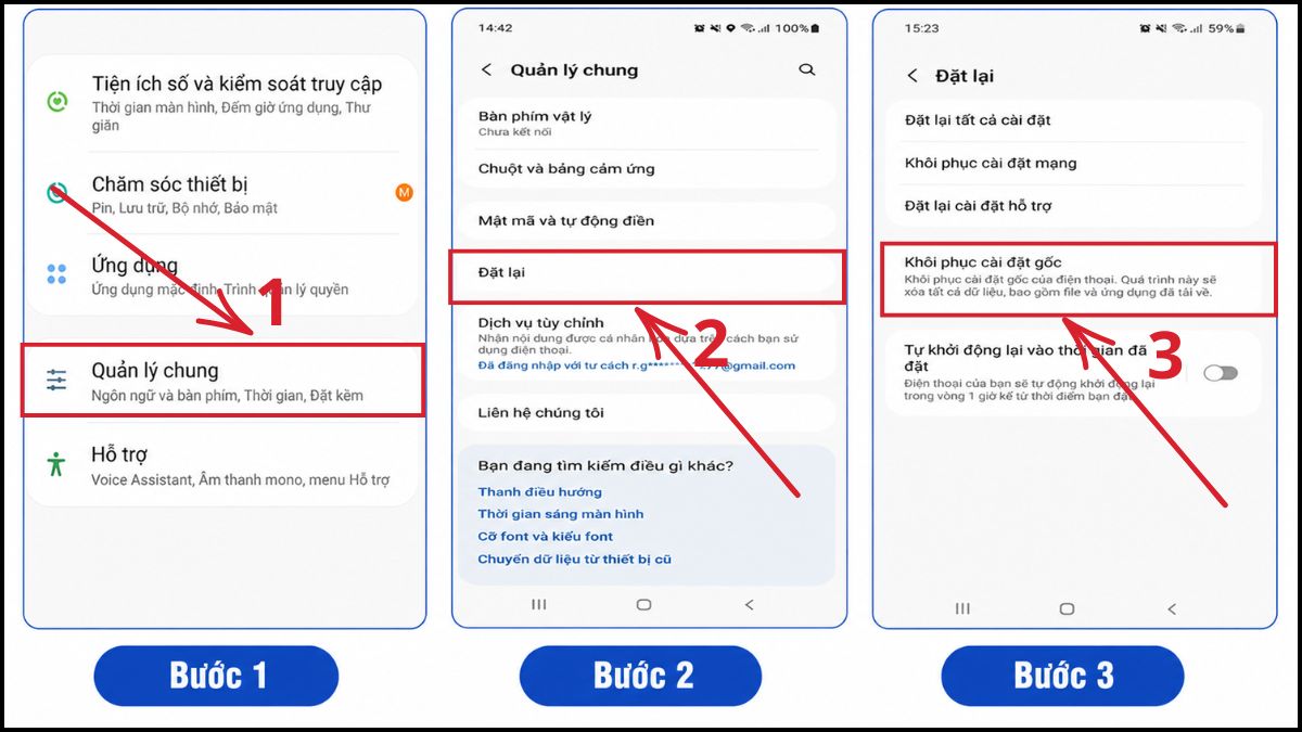 Thiêt lập khôi phục cài đặt gốc