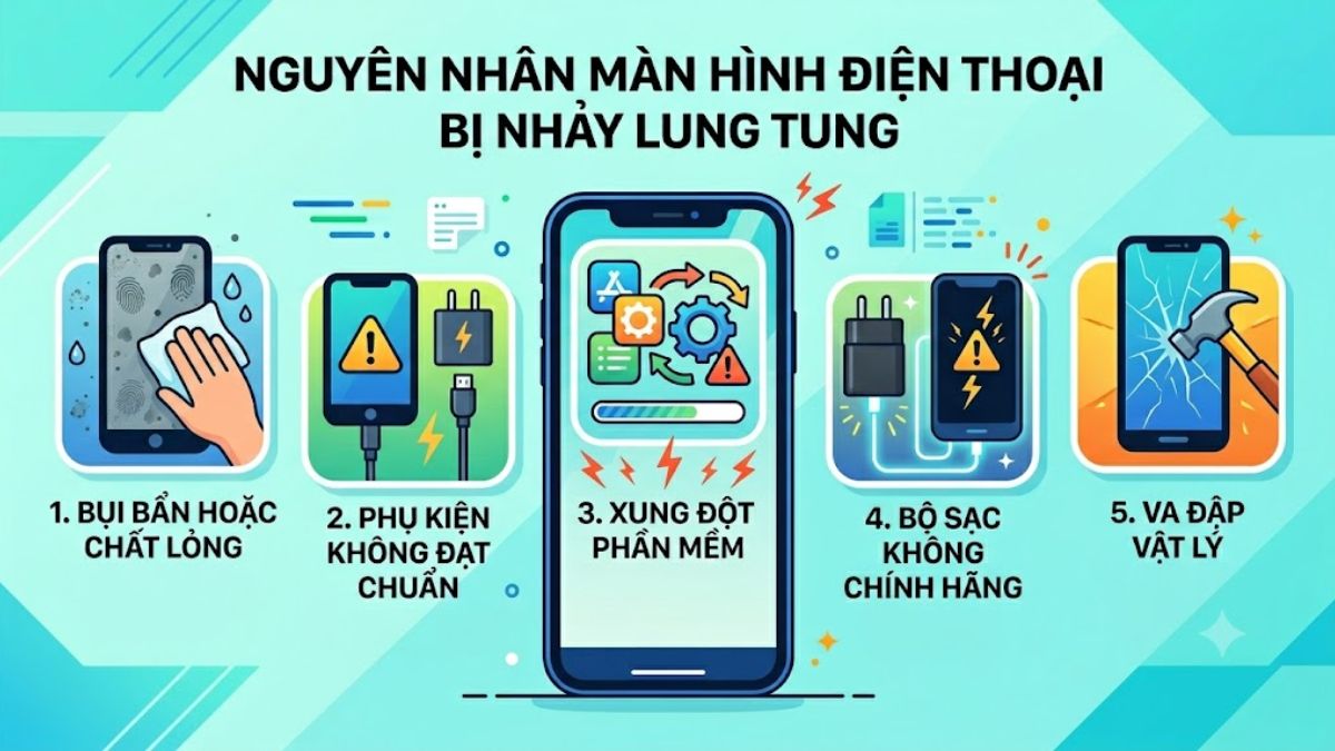 Nguyên nhân khiến màn hình điện thoại bị nhảy lung tung
