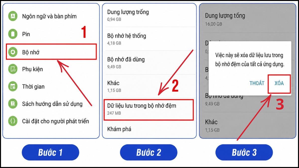 Xóa cache và dọn bộ nhớ máy