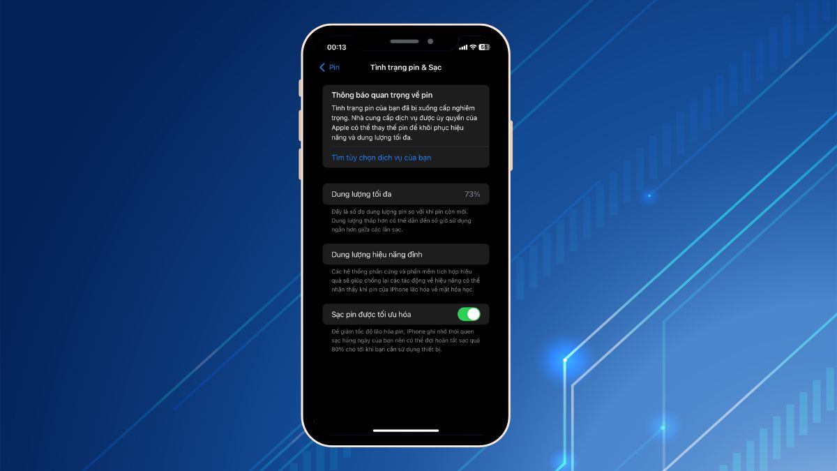 Kiểm tra lại tình trạng pin qua cài đặt hệ thống