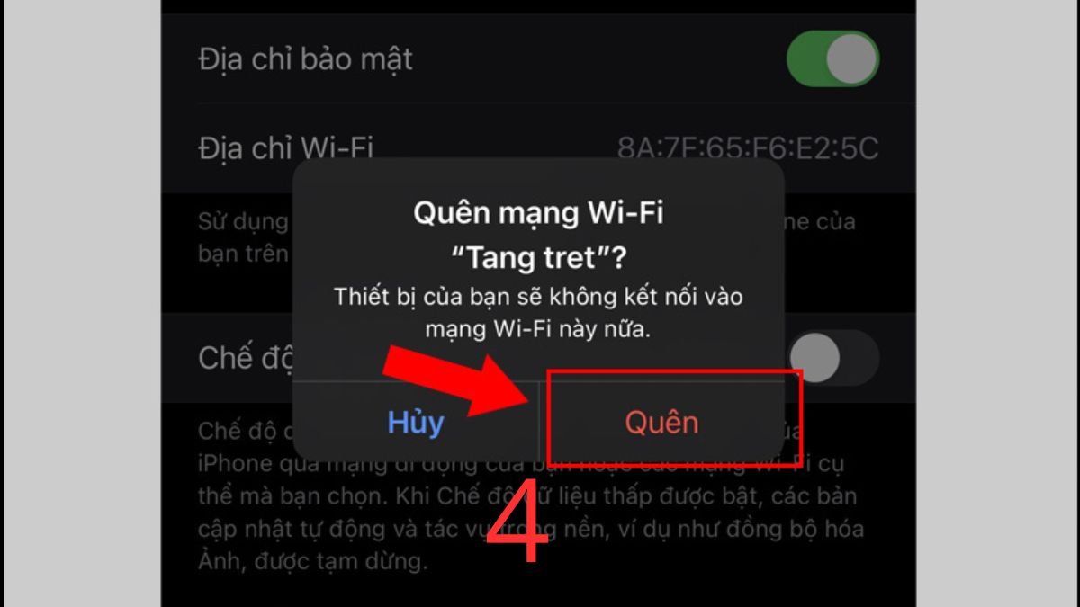 Xác nhận và kết nối lại WiFi