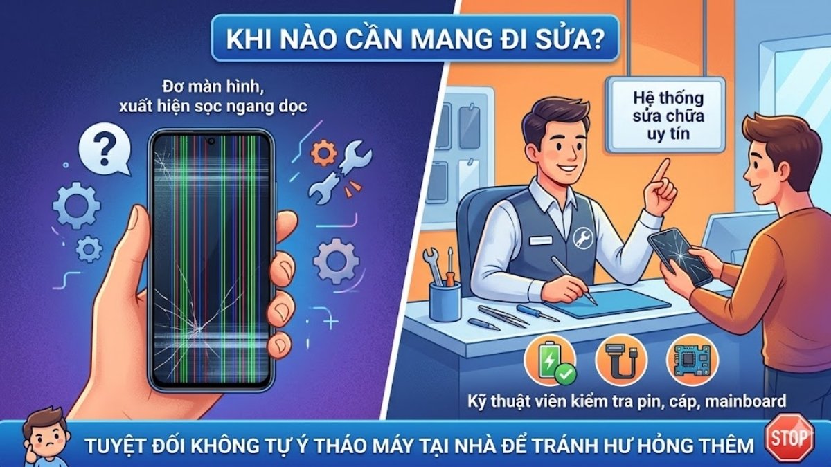Trường hợp cần mang máy đi sửa