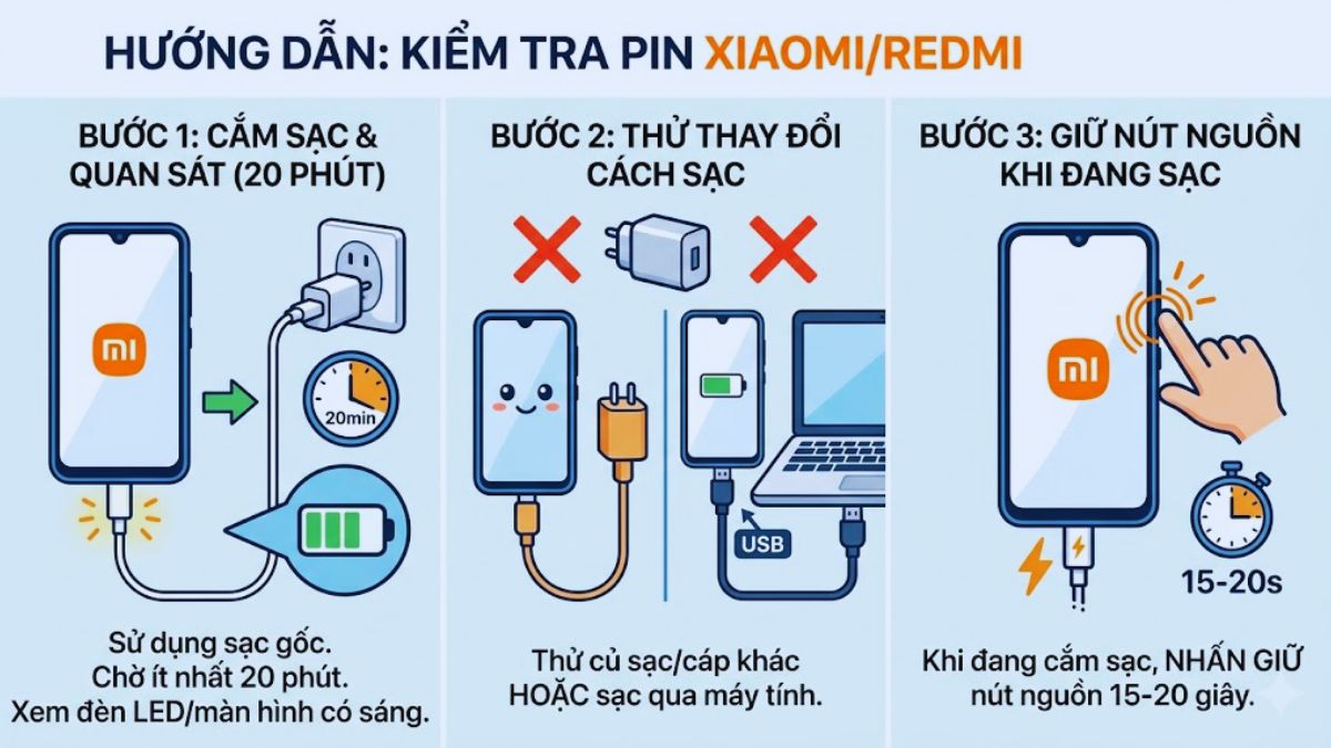 Hướng dẫn kiểm tra pin Xiaomi