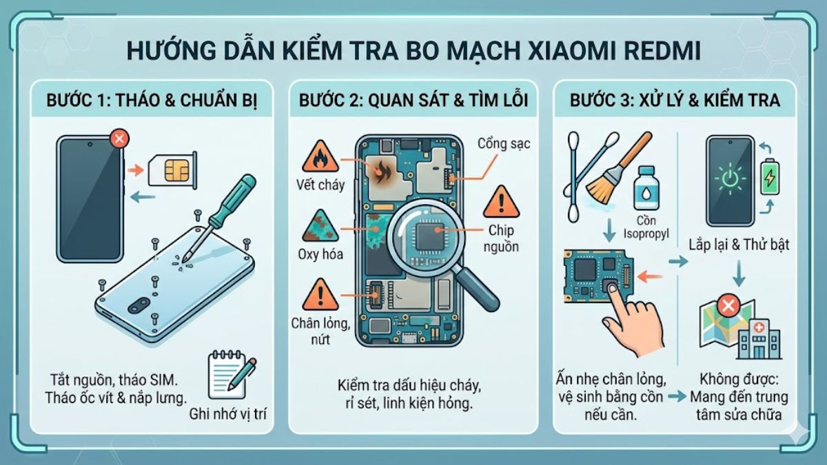 Hướng dẫn kiểm tra bo mạch Xiaomi Redmi