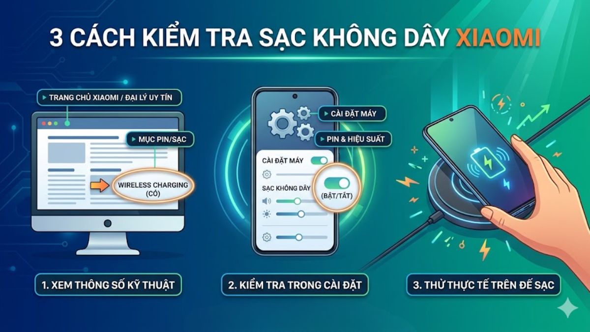 Hướng dẫn kiểm tra điện thoại Xiaomi có tích hợp sạc không dây