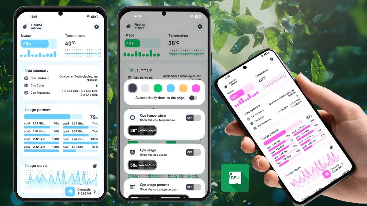 Giao diện ứng dụng CPU Monitor - Temperature
