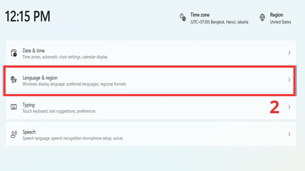 Kích hoạt Language & Region