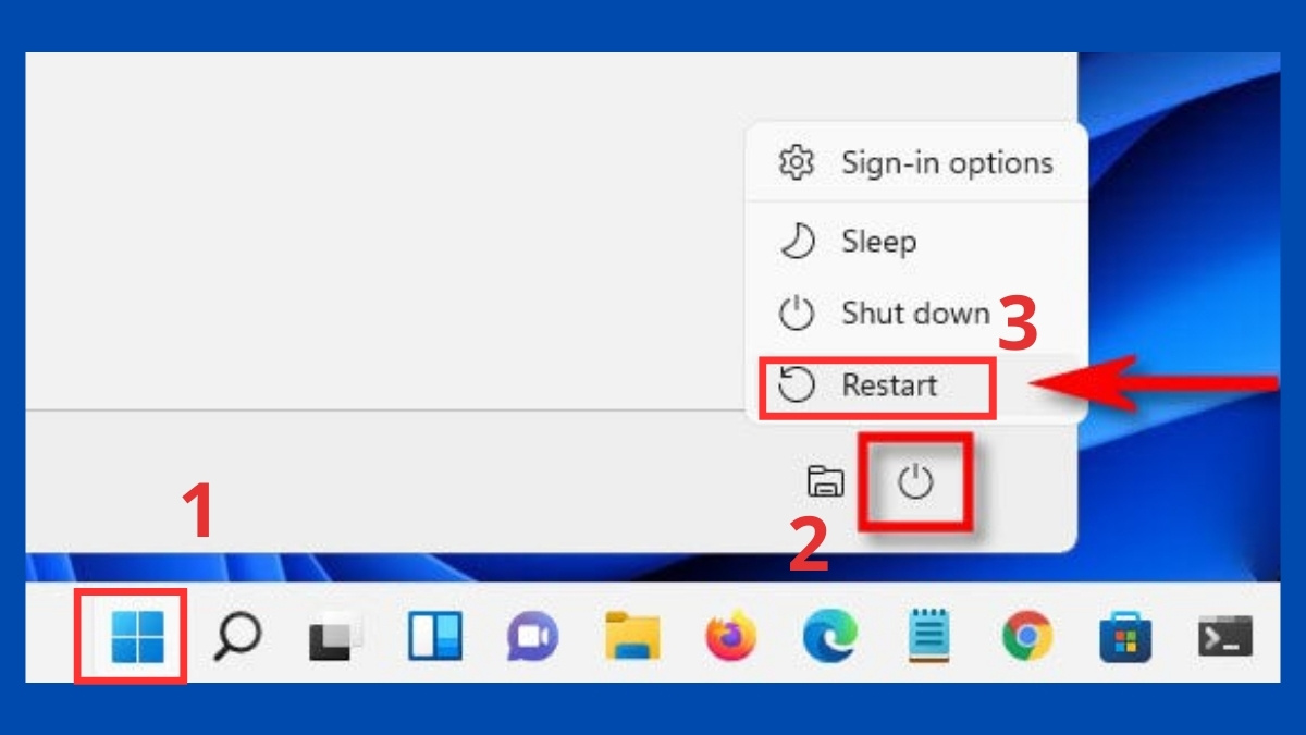 Các thao tác để thực hiện lệnh Restart