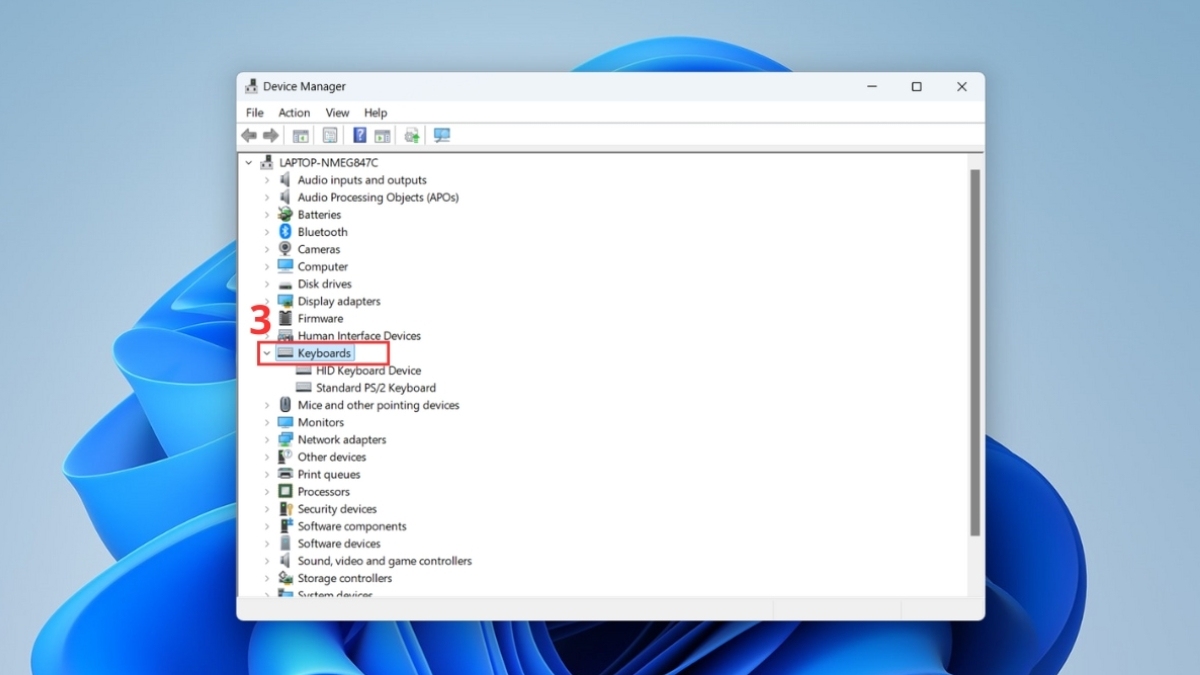 Vào mục Keyboards