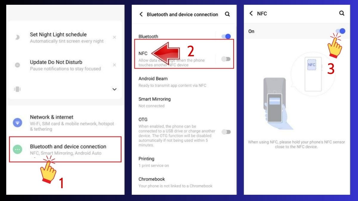 Thao tác bật NFC trên điện thoiaj Vivo