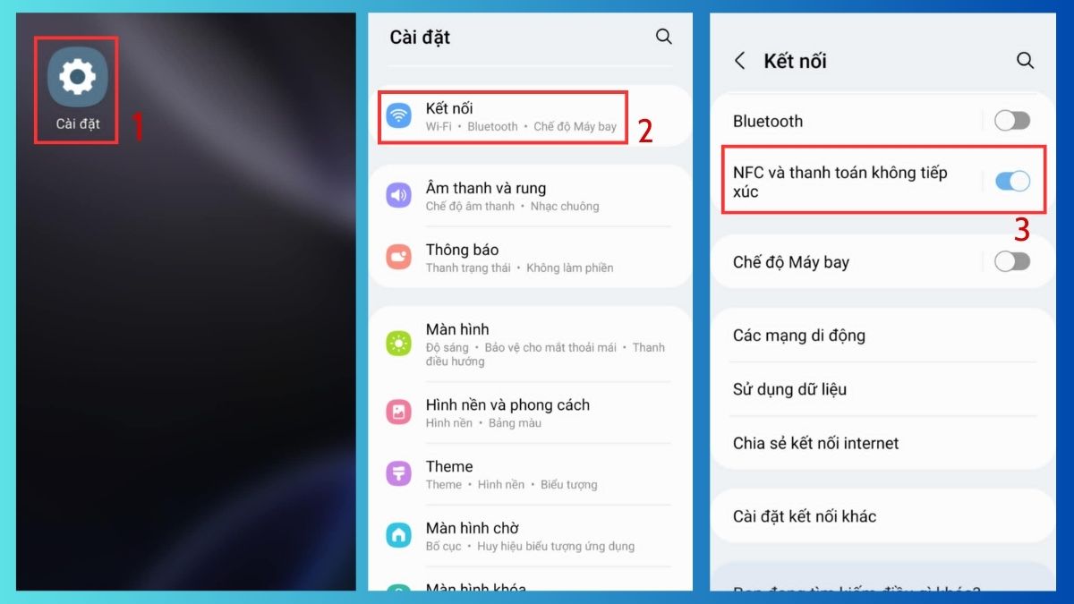 Thao tác kiểm tra điện thoại có NFC
