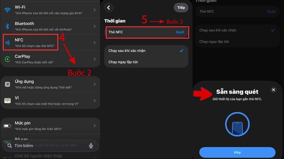 Thao tác kích hoạt và sử dụng NFC