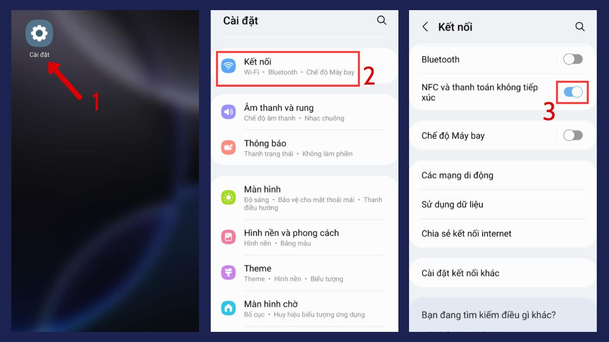 Thao tác bật tính năng NFC trên điện thoại Android