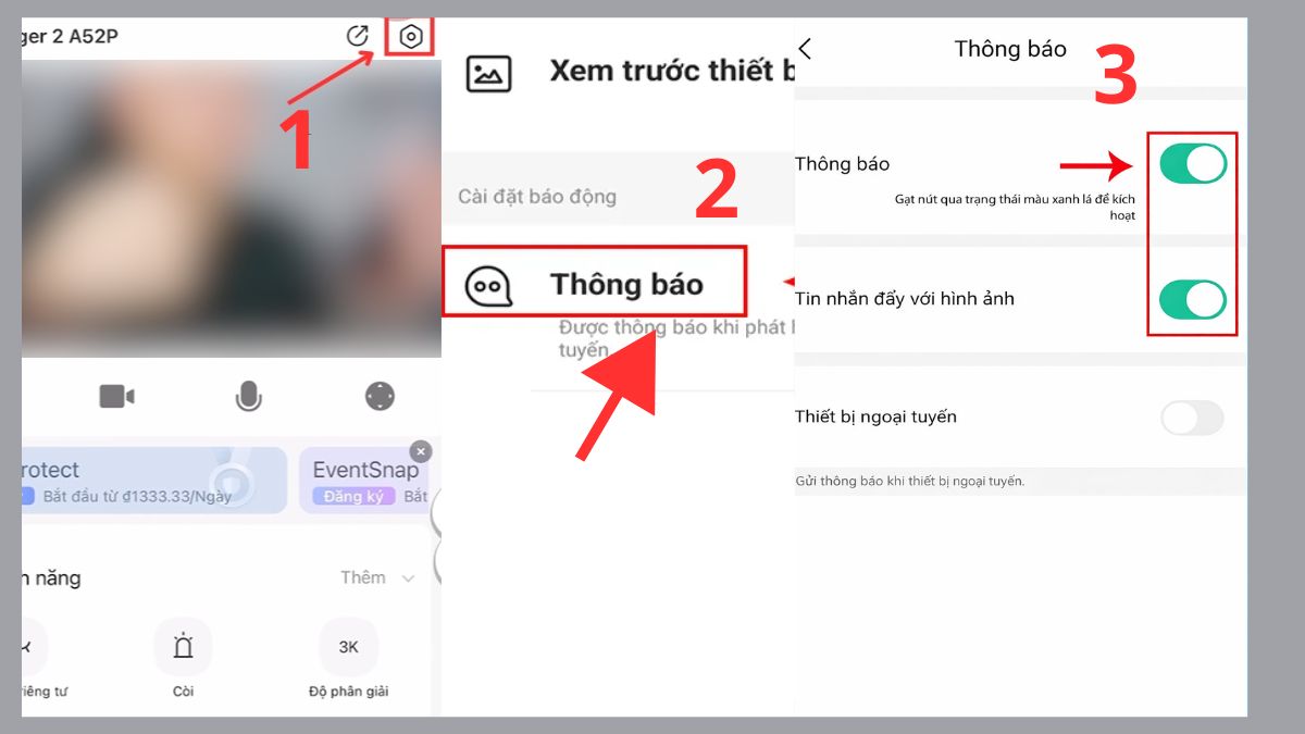 Thiết lập nhận thông báo từ camera IMOUa