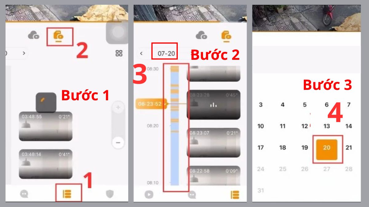 Thao tác xem lại video phát hiện chuyển động
