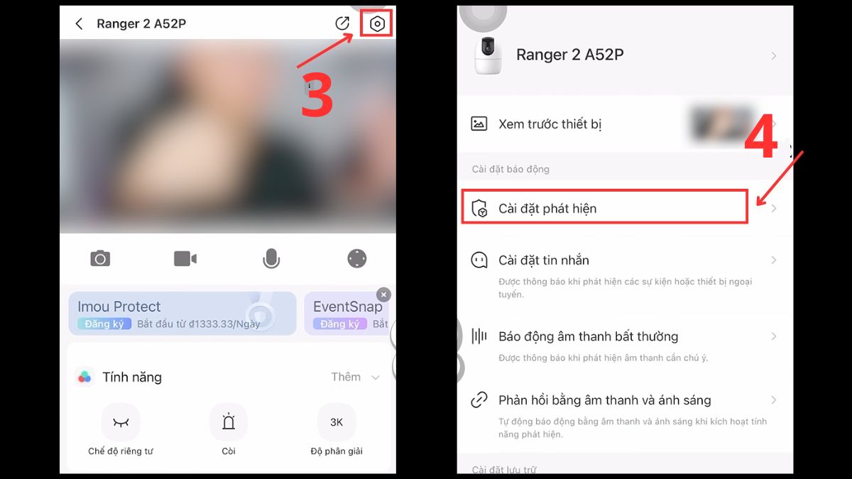 Chọn Cài đặt và Cài đặt phát hiện