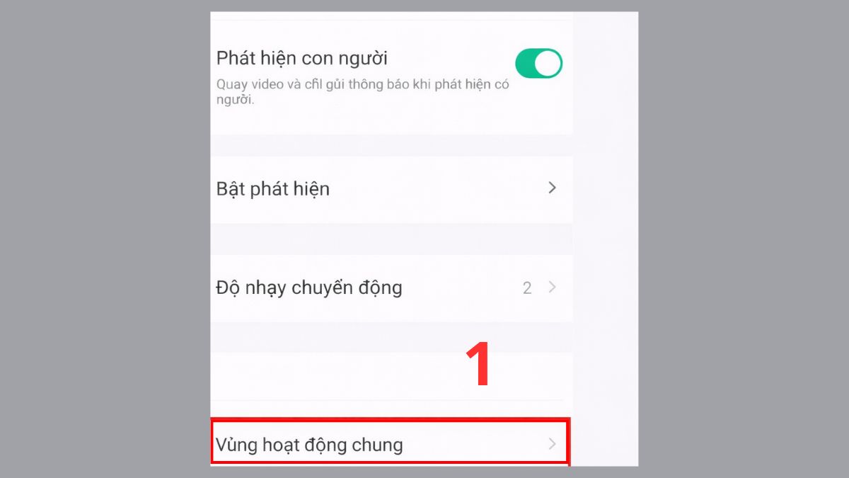 Chọn Vùng hoạt động chung