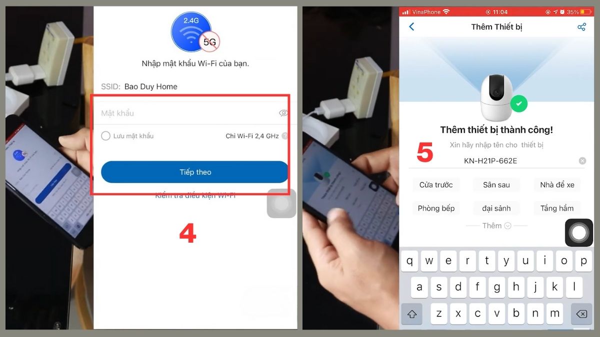 Nhập mật khẩu WiFi và kết nối thiết bị