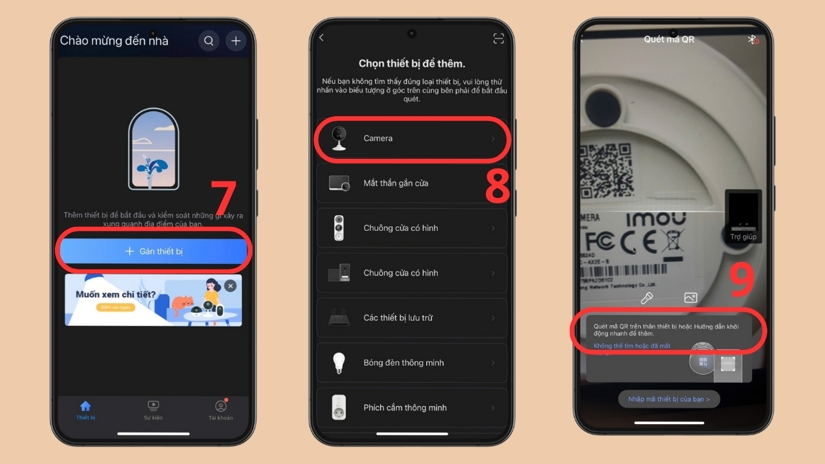 Quét mã thiết bị qua mã QR